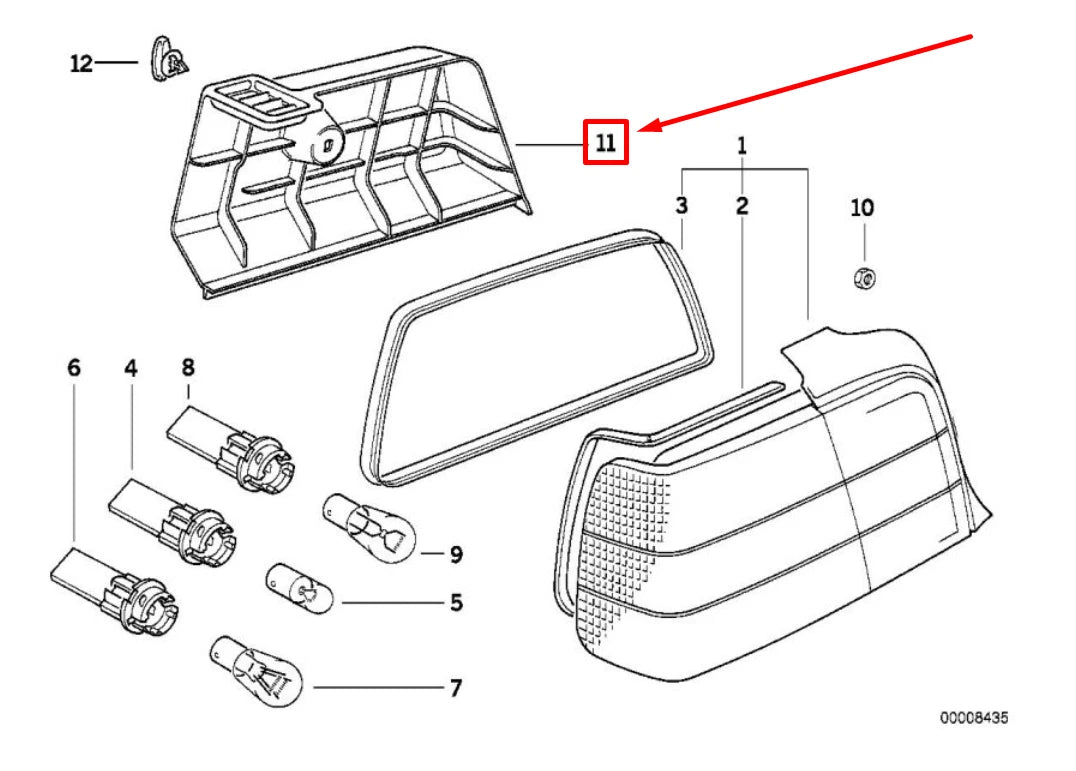 NEW BMW 3 COMPACT E36 LEFT TAIL LIGHT COVER 8165317 51478165317 ORIGINAL