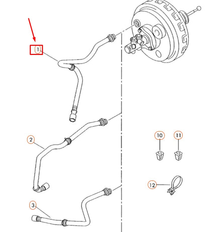 NEW VW TRANSPORTER T5 BRAKE SERVO VACUUM PIPE LHD 7H1611931M
