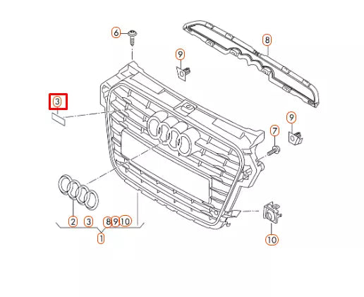 NEW AUDI A1 8X S-LINE BUMPER RADIATOR GRILLE EMBLEM BADGE 8X0853736A2ZZ