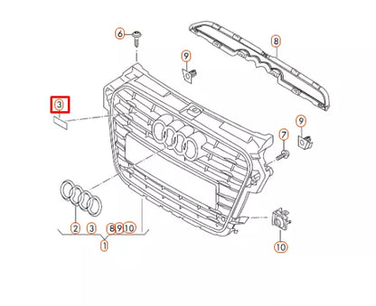 NEW AUDI A1 8X S-LINE BUMPER RADIATOR GRILLE EMBLEM BADGE 8X0853736A2ZZ