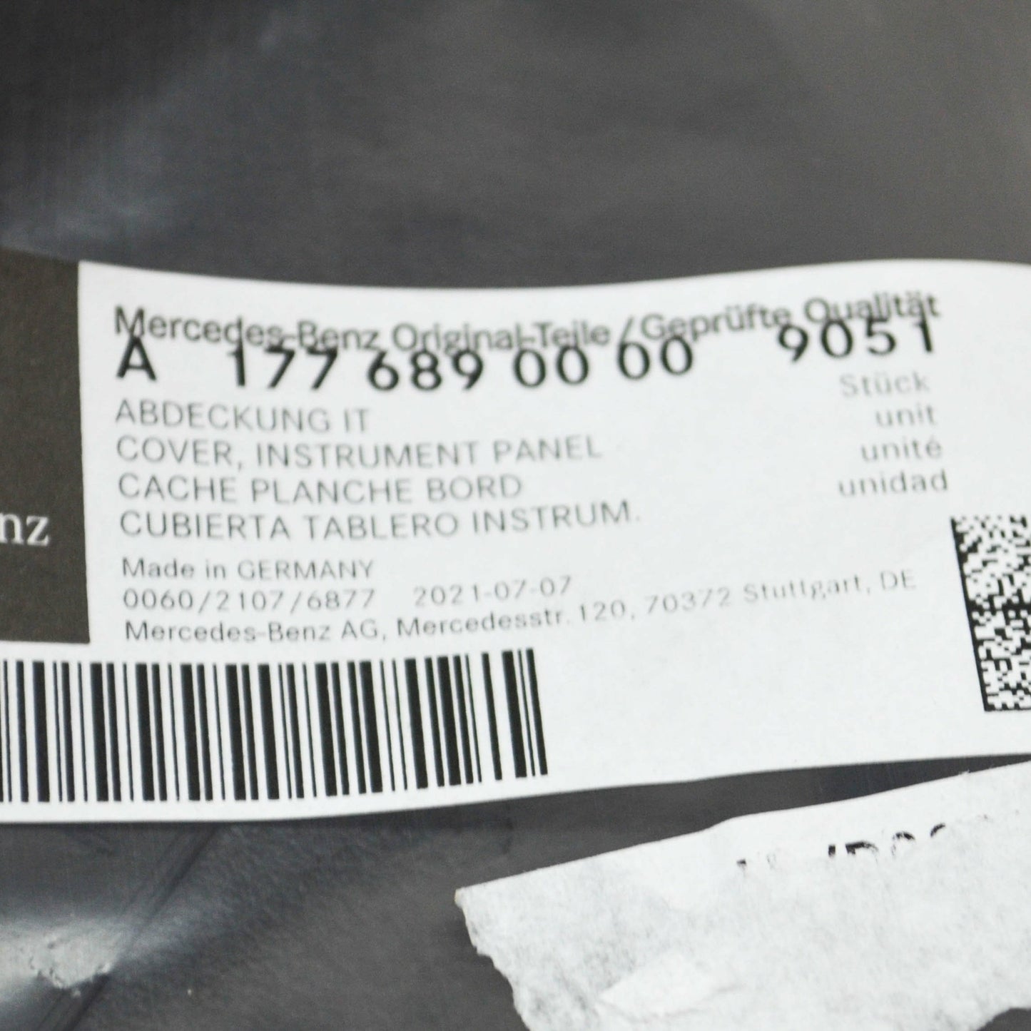 new mb a w177 front left dashboard end cover lhd a17768900009051 original