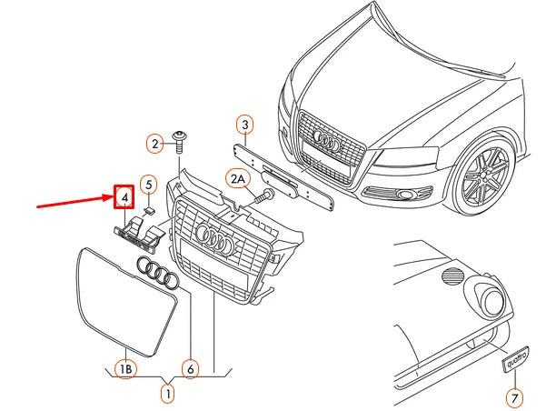 NEW AUDI A3 SPORTBACK 8V S3 RADIATOR GRILLE BADGE 8P0853736A2ZZ