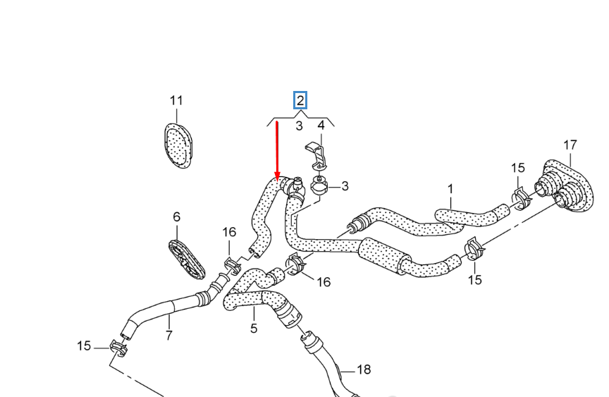 new audi a8 d4 coolant pipe hose 	4h1819344c lhd original