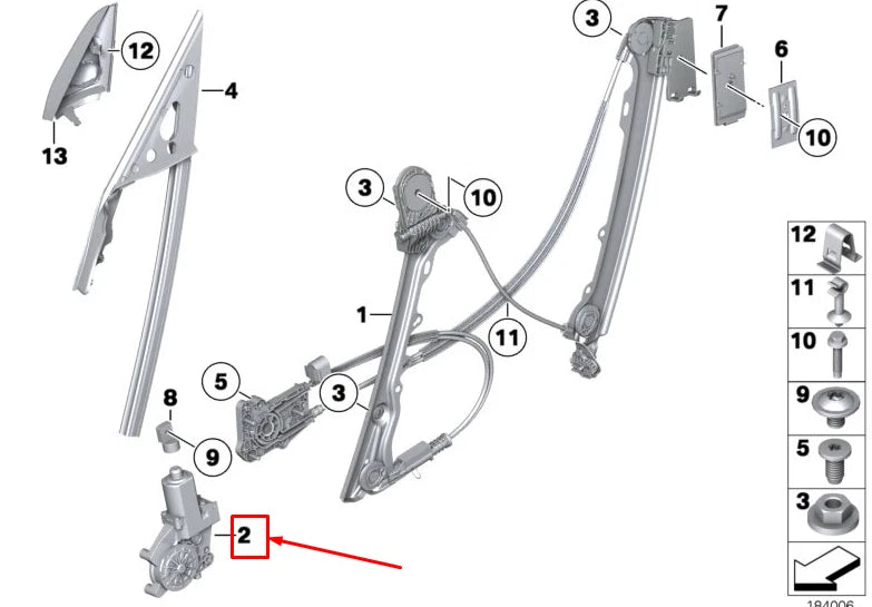 NEW BMW Z4 ROADSTER E89 FRONT LEFT WINDOW REGULATOR MOTOR 67627189231 ORIGINAL