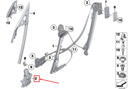 NEW BMW Z4 ROADSTER E89 FRONT LEFT WINDOW REGULATOR MOTOR 67627189231 ORIGINAL