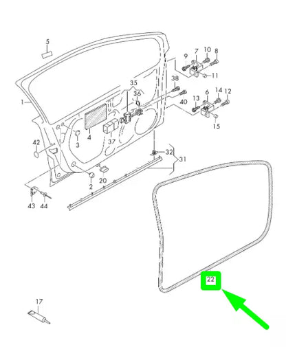 NEW VOLKSWAGEN POLO 6R FRONT RIGHT DOOR SEALING RUBBER 6R4867912E5AP