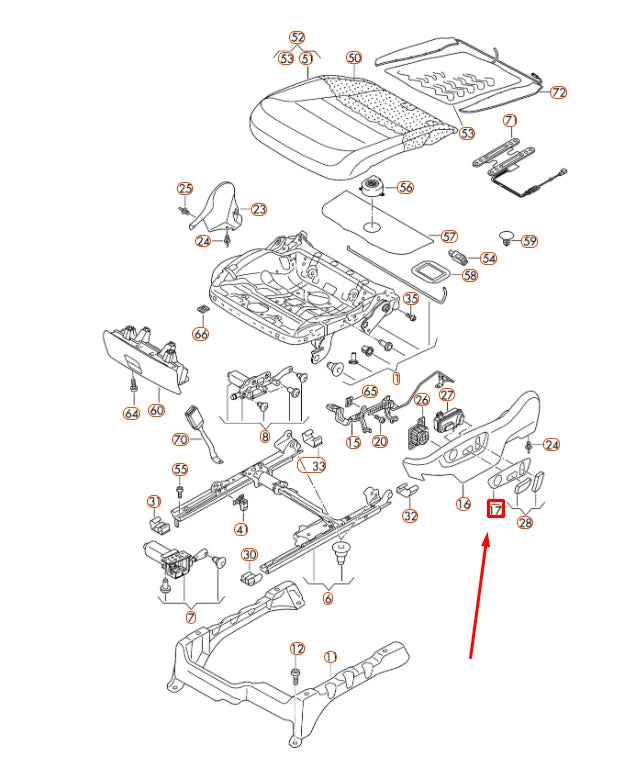 NEW VW TOUAREG 7P FRONT RIGHT SEAT POWER SWITCH BEZEL TRIM 7P6882516D9B9