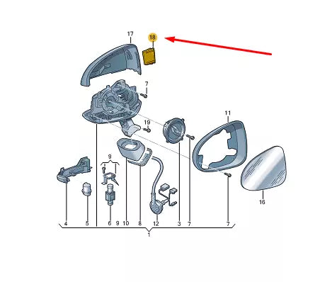 NEW VW TOUAREG 7P RIGHT MIRROR LANE CHANGE WARNING DISPLAY LHD 7P6949146