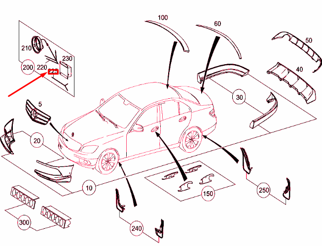 NEW MERCEDES-BENZ C W204 FRONT EMBLEM ELECTRICAL CABLE A2078200204 ORIGINAL