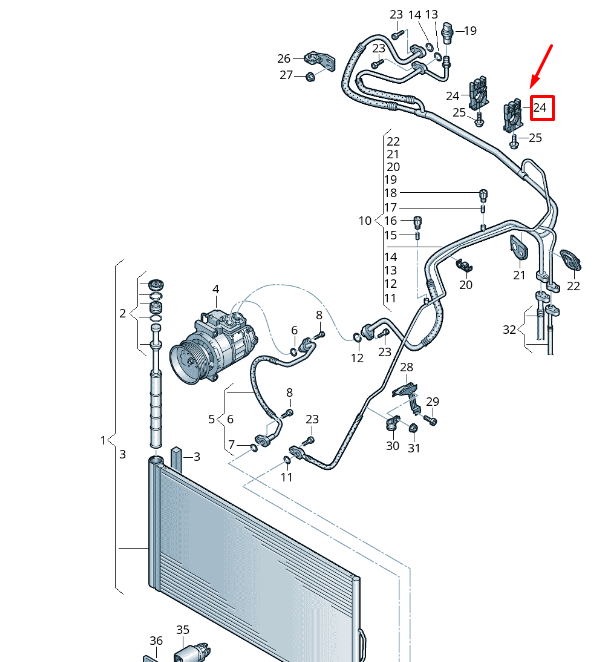 new vw touareg 7p mk2 refrigerant pipe clip lhd 7p0820055b original