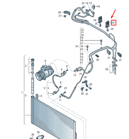 new vw touareg 7p mk2 refrigerant pipe clip lhd 7p0820055b original