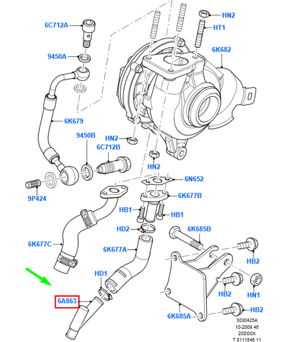 new ford kuga mk1 c394 turbocharger flange oil drain connector 1251193 original