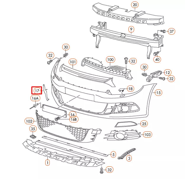 NEW VW SCIROCCO MK3 FRONT BUMPER TOW HOOK EYE COVER 1K8807241DGRU