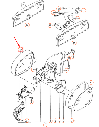 NEW VOLKSWAGEN GOLF MK5 FRONT LEFT DOOR MIRROR COVER CAP 1K0857537A9B9 ORIGINAL