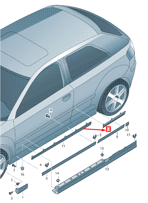 new audi a3 sportback 8p rear left exterior door molding 8p4853963bgru original