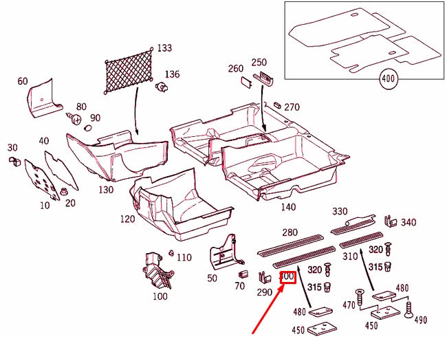 NEW MERCEDES-BENZ E W210 FRONT OUTSIDE INSIDE RAIL A21068034357D66 ORIGINAL