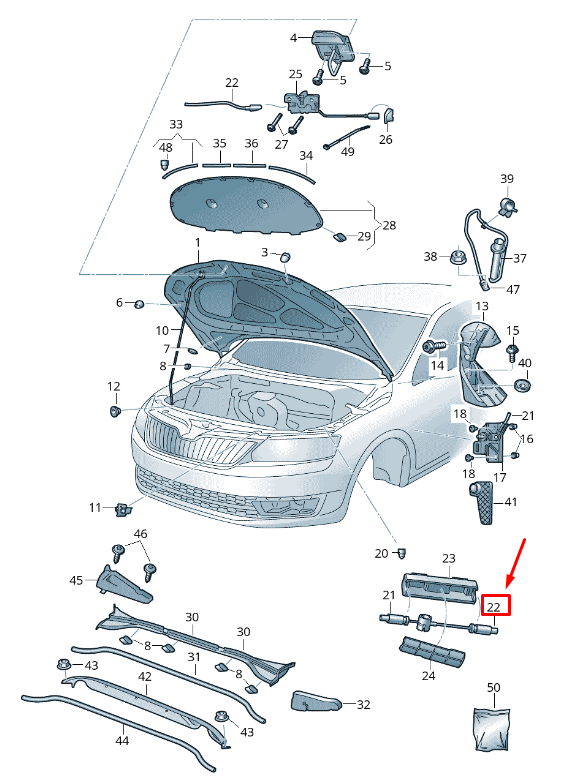 new skoda octavia 5e bonnet lid lock cable 5e2823531 original