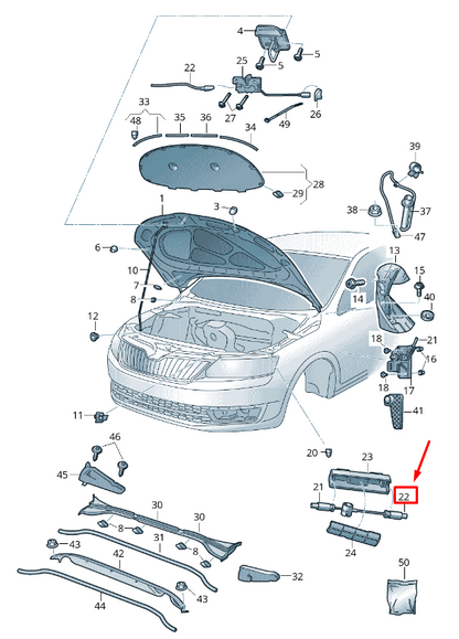 new skoda octavia 5e bonnet lid lock cable 5e2823531 original