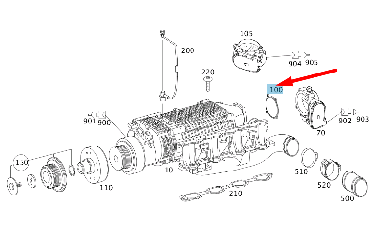 new mb slr r199 fuel injection throttle body mounting gaske a1551410080 original