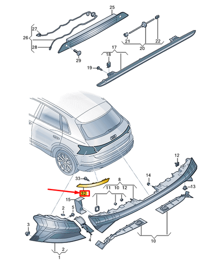 NEW AUDI Q4 E-TRON REAR LEFT BUMPER REFLECTOR 89A945105 ORIGINAL