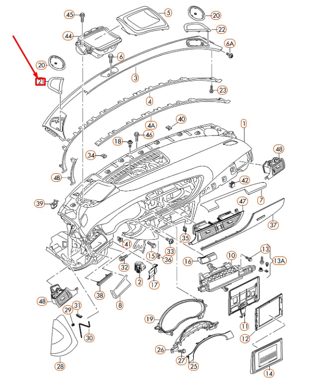 NEW AUDI A7 4G8 DASHBOARD LEFT LOUDSPEAKER TRIM 4G8857227ABD6 ORIGINAL