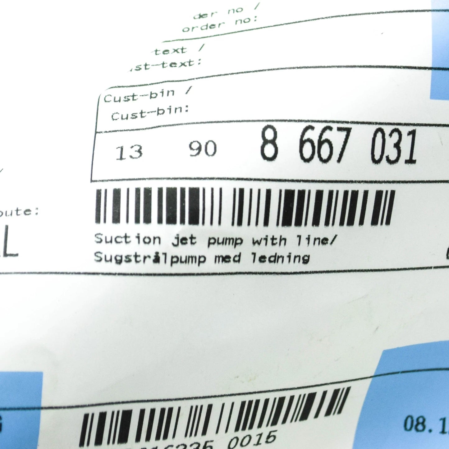 NEW BMW 3 G20 SUCTION JET PUMP WITH LINE 13908667031 ORIGINAL