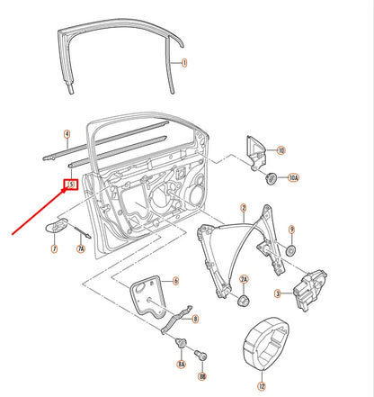 NEW VW JETA MK6 FRONT LEFT INNER WINDOW APERTURE SEAL 5C68374795AP ORIGINAL