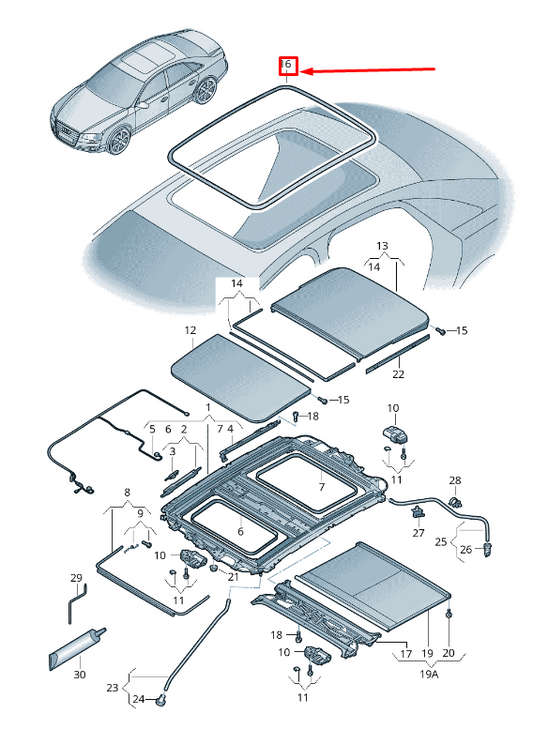 new audi a8 4h outer sunroof seal 4h4877459d original