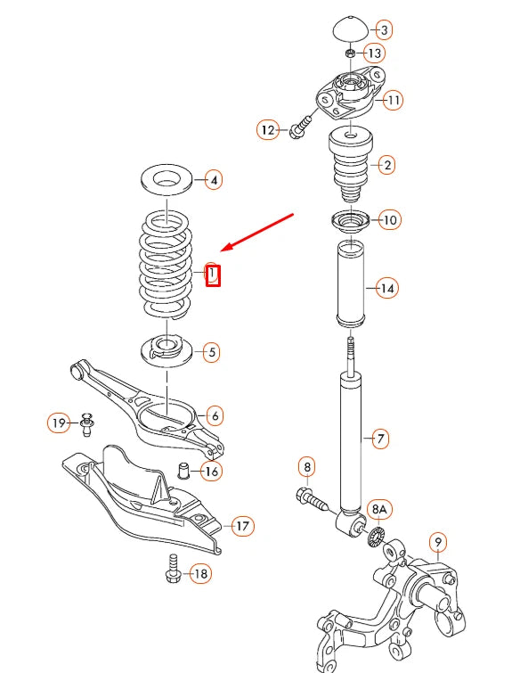 NEW AUDI A3 8P REAR COIL SPRING 8P0511115Q 2008 11393560 ORIGINAL