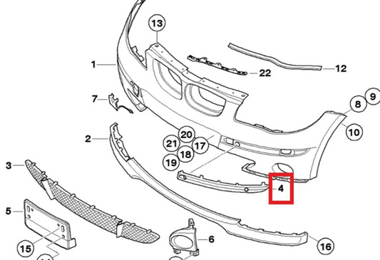 new bmw 1 e87 front bumper left protective rubber strip 51117058457 original