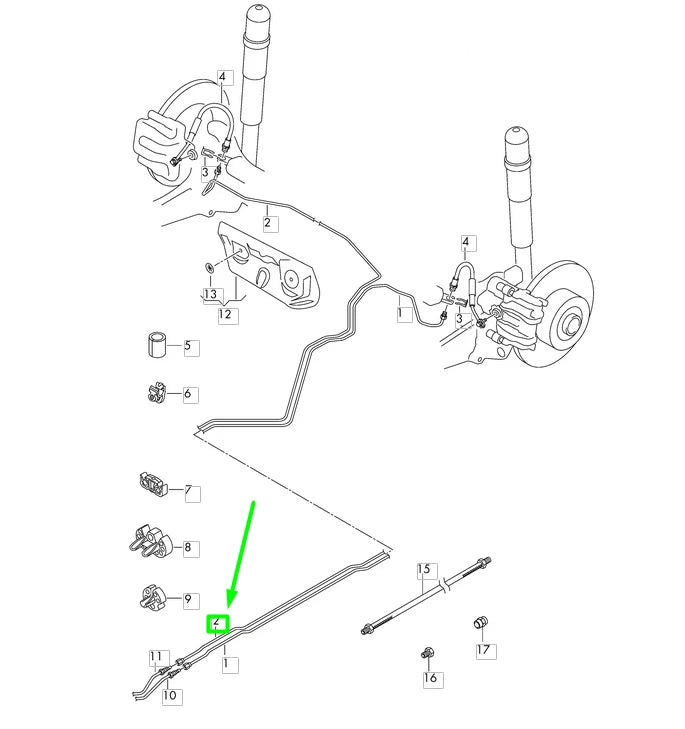 NEW VOLKSW TIGUAN AD MK2 REAR RIGHT BRAKE LINE 5QF614742Q