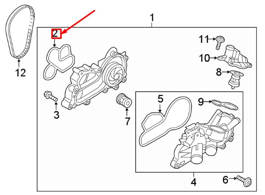 NEW VW JETTA A6 ENGINE WATER PUMP GASKET 04E121119AM ORIGINAL