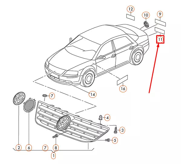 NEW VOLKSWAGEN PHAETON 3D REAR CHROME V6 TDI INSCRIPTION 3D0853675AT739 ORIGINAL