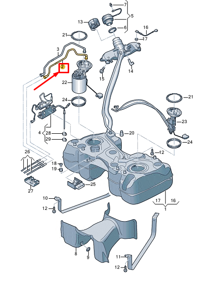new vw tiguan ad fuel return line 5qf201294b original