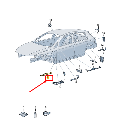 new vw golf cd mk8 left bottom inside a-pillar plate 5h0864561 original