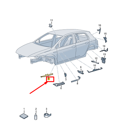 new vw golf cd mk8 left bottom inside a-pillar plate 5h0864561 original