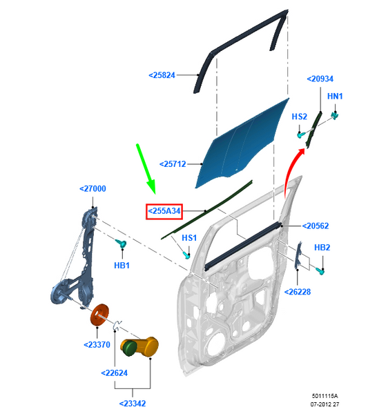 new ford ranger t6 mk1 rear left door window molding trim 2450989 original