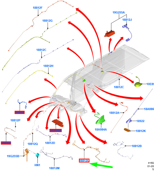 new ford transit custom mk1 aerial extension cable 2543300 original