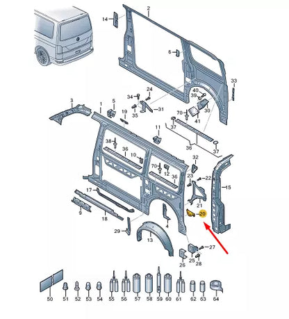 NEW VW TRANSPORTER T6 REAR LEFT SEAT BELT MOUNT REINF. PLATE 7H3809531C