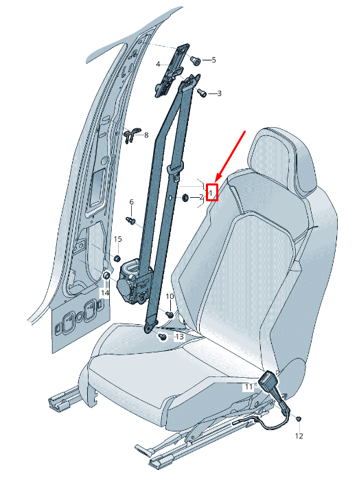 new seat tarraco kn front right seatbelt lhd 5nb857706araa original