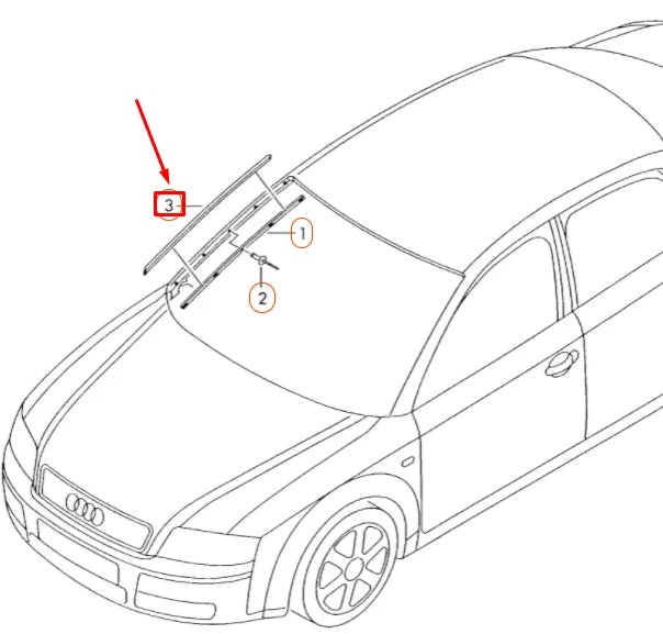 NEW AUDI A4 B7 FRONT RIGHT WINDSHIELD WATER DEFLECTOR 8E0854328E01C
