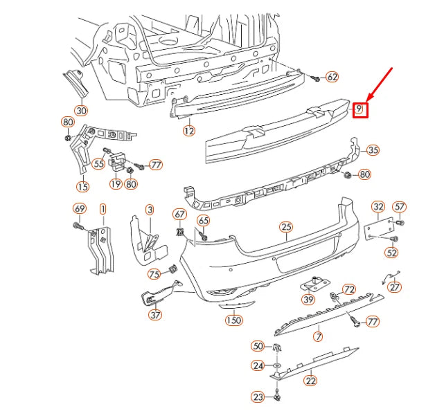 NEW VOLKSWAGEN GOLF MK6 REAR BUMPER FOAM FILLER PIECE 5K0807251A ORIGINAL