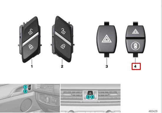 NEW BMW X3 F25 HAZARD WARNING SWITCH BUTTON 61316842273 ORIGINAL