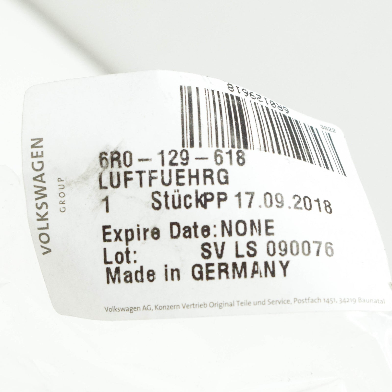 NEW AUDI A1 8X INTAKE AIR DUCT 6R0129618 ORIGINAL