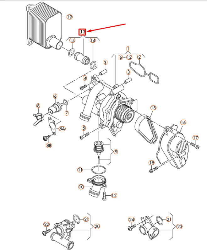 NEW AUDI A4 B8 OIL COOLER CONNECTOR UNION WITH SEAL 06H121131C ORIGINAL