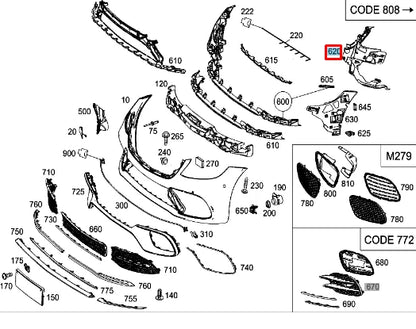 NEW MERCEDES-BENZ S W222 REAR RIGHT BUMPER BRACKET A2228858800 ORIGINAL
