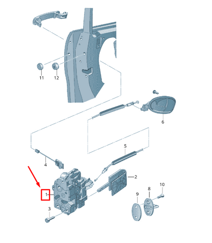 new vw eos 1f front right door lock lhd 1p1837016a original