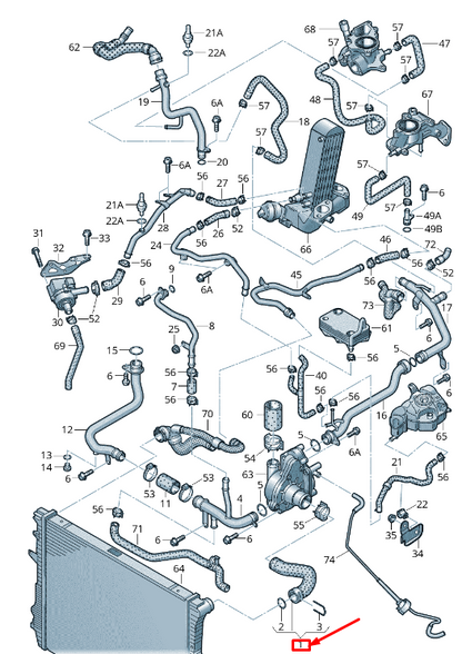 new audi a8 4h coolant hose with quick release coupling 4h0121055g original