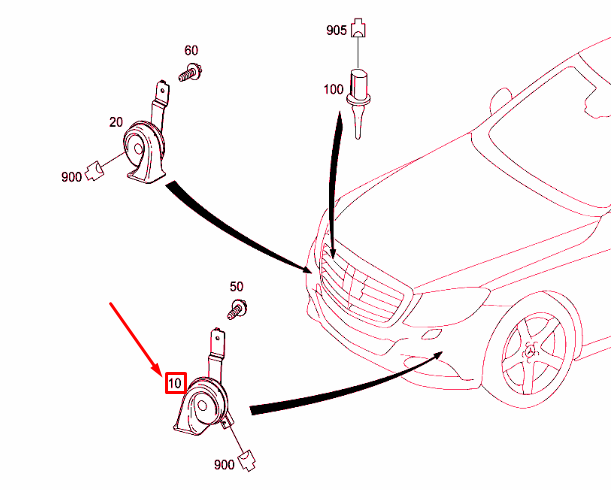 NEW MERCEDES-BENZ S-CLASS W222 LEFT SIDE HORN A2225406911 ORIGINAL