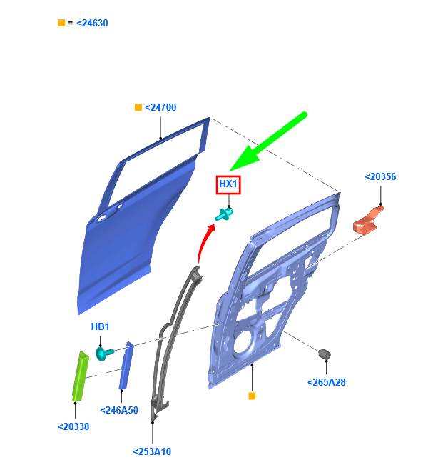 new ford b-max b232 rear door rivet retainer 1806708 w716765-s300 original
